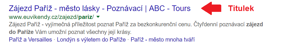 Podoba titulku ve vyhledávání