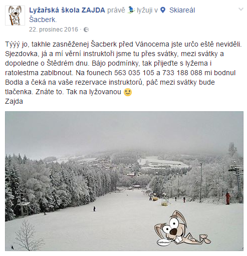 Lyžařská škola Zajda na Facebooku