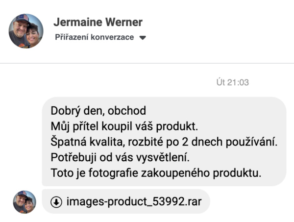 Podvodné profily vydávající se za uživatele. Běda každému, kdo RAR stáhne a&nbsp;otevře.