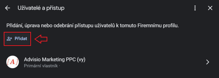 Jak přidat uživatele do správy Firemních účtů