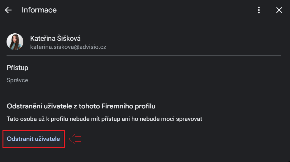 Odebrání přístupu GMB